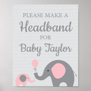 Affiche Panneau Baby shower Eléphant rose
