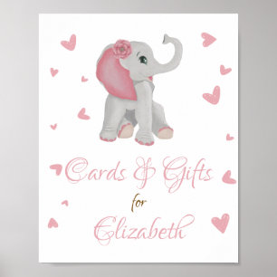 Affiche Panneau Baby shower Eléphant Rose Vierge Cadeaux e