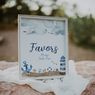 Affiche Panneau Baby shower Faveurs nautiques
