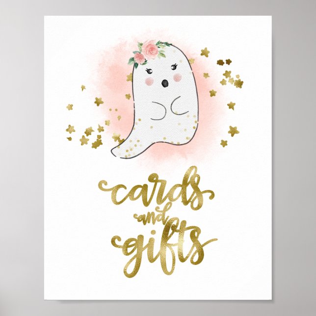 Affiche Panneau Baby shower fille Halloween Cartes et cade (Devant)