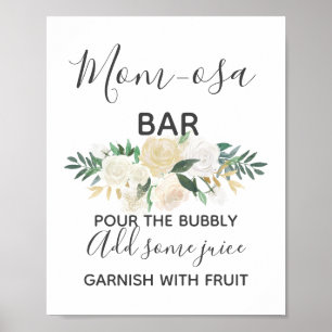 Affiche Panneau baby shower Fleurs Momosa Bar Mimosa