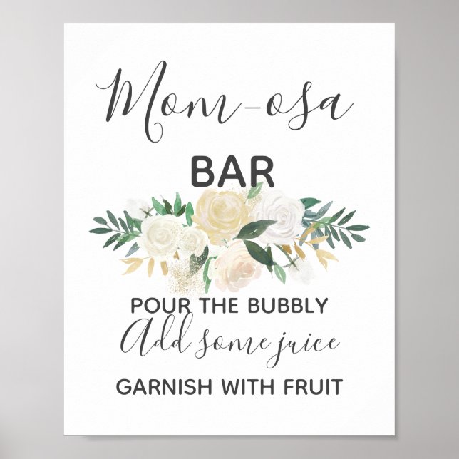 Affiche Panneau baby shower Fleurs Momosa Bar Mimosa (Devant)