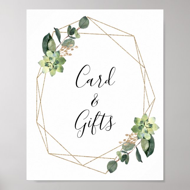 Affiche Panneau Baby shower géométrique du feuillage Succu (Devant)