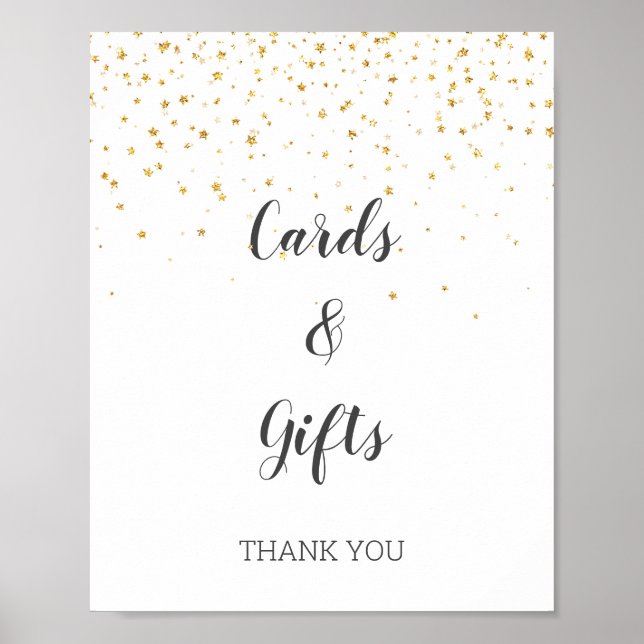 Affiche Panneau Baby shower Gold Confetti Cartes et cadeau (Devant)