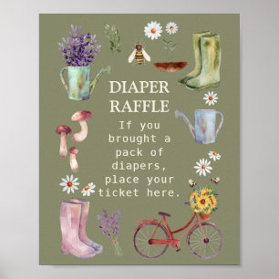 Affiche Panneau Baby shower Jardin de carafe
