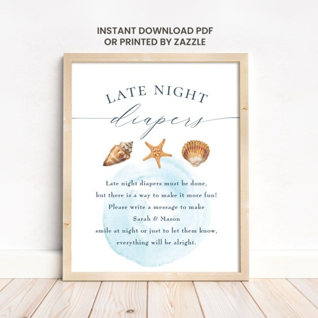 Affiche Panneau Baby shower nautique "Diapeurs de nuit" (Créateur téléchargé)