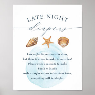 Affiche Panneau Baby shower nautique "Diapeurs de nuit"