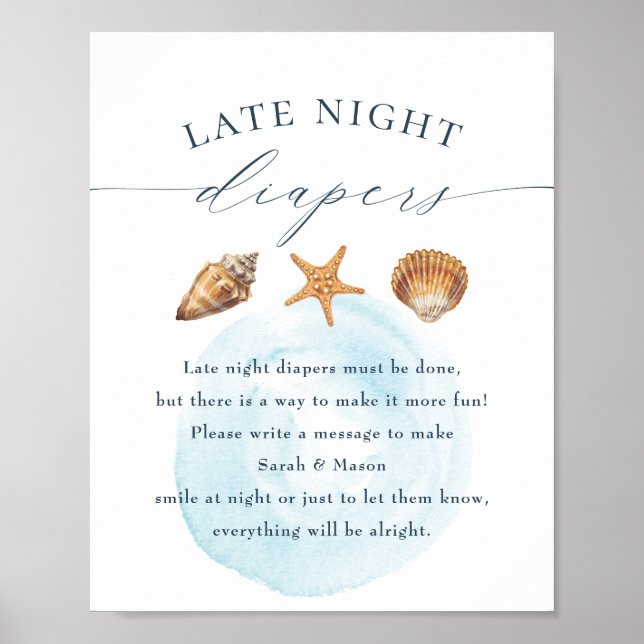 Affiche Panneau Baby shower nautique "Diapeurs de nuit" (Devant)
