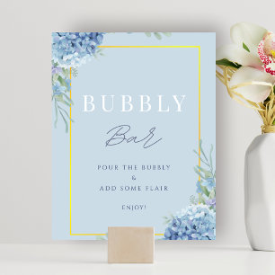 Affiche Panneau Baby shower nuptiale Dusty Blue Bubbly Bar