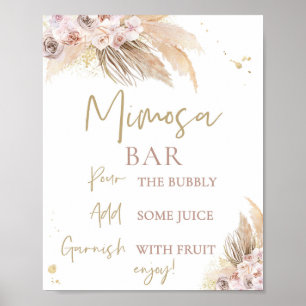 Affiche Panneau Baby shower Pampas Boho Grass Mimosa