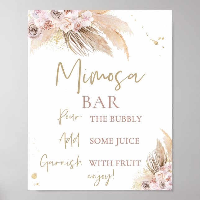 Affiche Panneau Baby shower Pampas Boho Grass Mimosa (Devant)