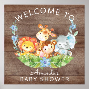 Affiche Panneau Baby shower Safari Jungle