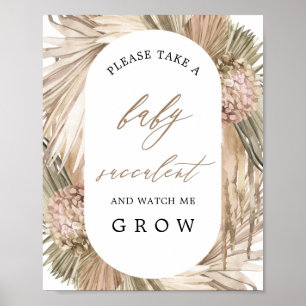 Affiche Panneau Baby shower Succulent Pampas Grass Baby