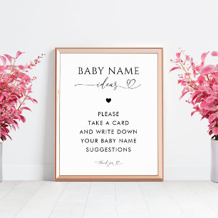 Affiche Panneau Baby shower Suggestions de nom de script c