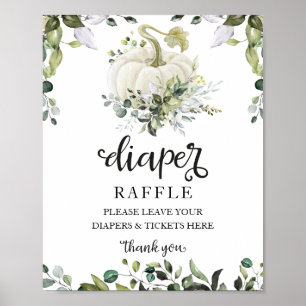 Affiche Panneau baby shower Vert Diaper Raffle Jeu