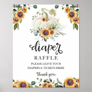 Affiche Panneau baby shower Vert Diaper Raffle Jeu