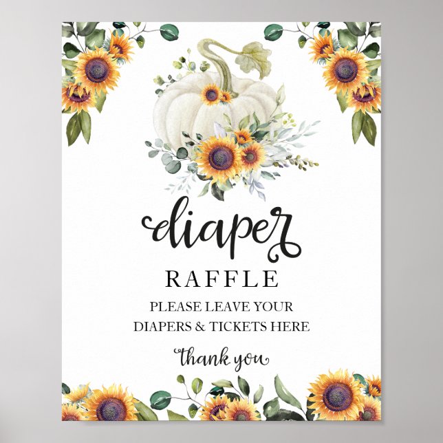 Affiche Panneau baby shower Vert Diaper Raffle Jeu (Devant)