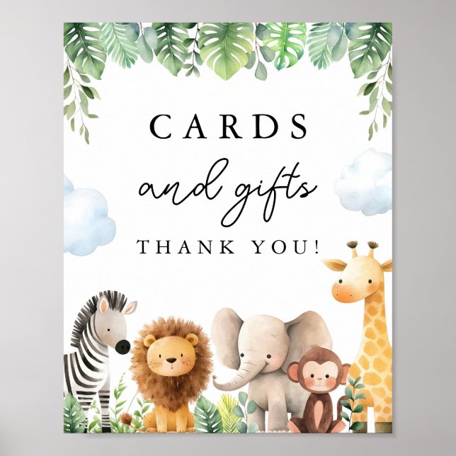 Affiche Panneau Baby showers et cadeaux Safari (Devant)