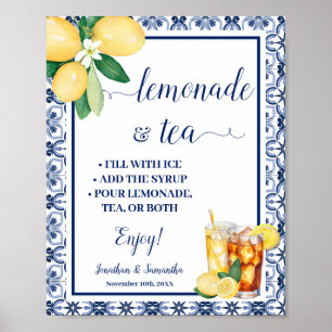 Affiche Panneau Bar à Citronnade & Thé Bleu Méditerranéen