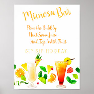 Affiche Panneau Bar Mimosa Mariage moderne