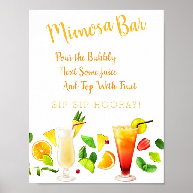 Affiche Panneau Bar Mimosa Mariage moderne (Devant)