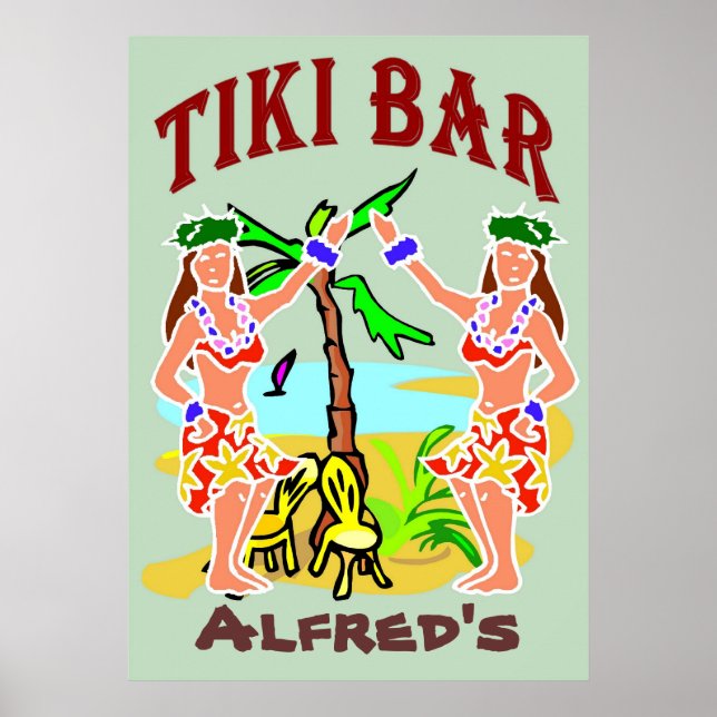 Affiche Panneau barre Tiki (Devant)
