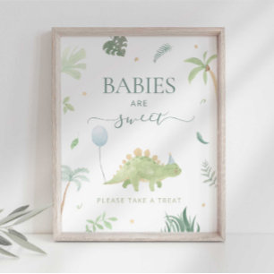 Affiche Panneau Bébés Dinosaures sont Sucrés Prenez une Fr