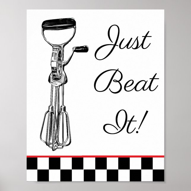 Affiche Panneau Blanc, Noir et Rouge Just Beat It (Devant)