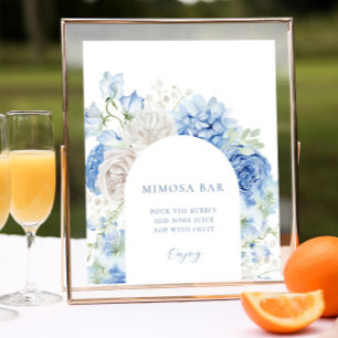Affiche Panneau Bleu Arche Florale Fête des mariées Mimosa