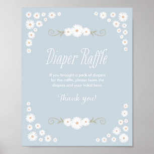 Affiche Panneau bleu Baby shower de la marguerite Boho Dai