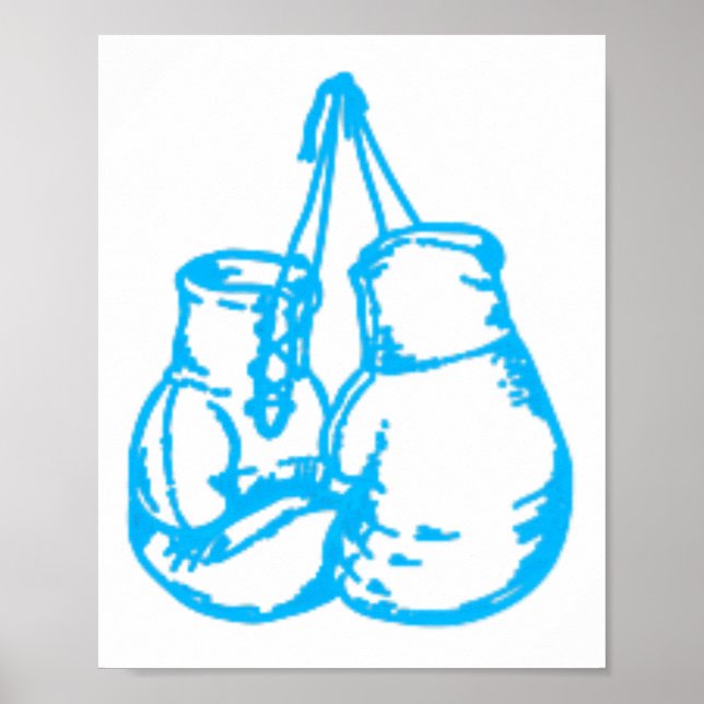 Affiche Panneau bleu de boxe cool avec gants  (Devant)