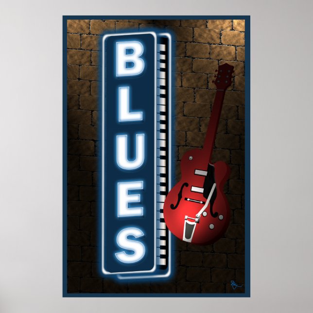 Affiche Panneau Blues Neon (Devant)