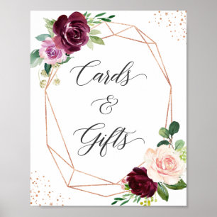 Affiche Panneau Blush Purple Floral Rose Gold Cartes et Ca