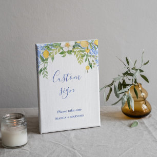 Affiche Panneau Boho Blue tile et Lemon mariage Arche