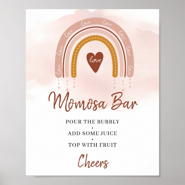 Affiche Panneau Boho Blush Rose Rust Rainbow Momosa Bar (Devant)