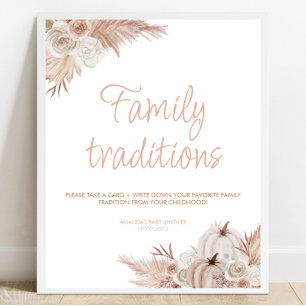 Affiche Panneau Boho Citrouille Baby shower Famille Tradit