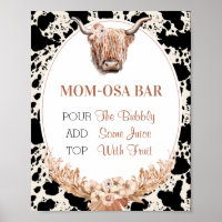 Panneau Boho Floral Cow Mom-osa Bar Baby shower