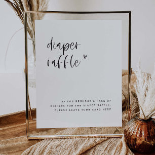 Affiche Panneau Boho Heart Diaper Raffle Baby shower E100