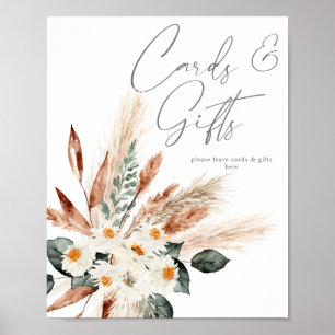 Affiche Panneau Boho Pampas en cuivre Beige Floral Cartes