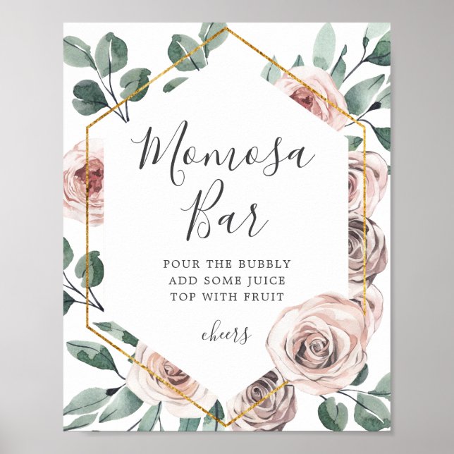 Affiche Panneau Boho Rose Baby shower Mimosa Bar (Devant)