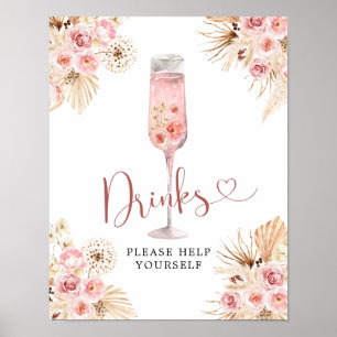 Affiche Panneau Boho rose Rose Soiree Fête des mariées Boi