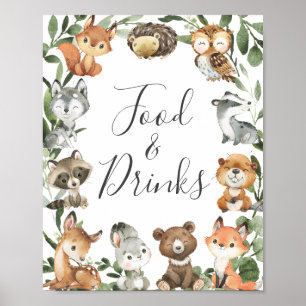 Affiche Panneau Bois Animaux Baby shower Alimentation et b