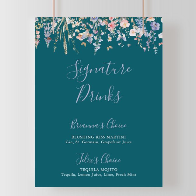 Affiche Panneau boisson signature verte du Fleur sauvage m (Créateur téléchargé)