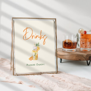 Affiche Panneau Boissons de Baby shower de Citrus Little C