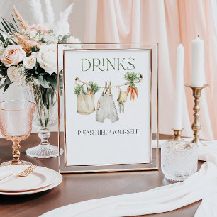 Affiche Panneau Boissons du Baby shower agricole cultivé l