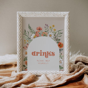 Affiche Panneau Boissons fleurs sauvages