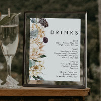 Panneau Boissons Mariages florales blanches