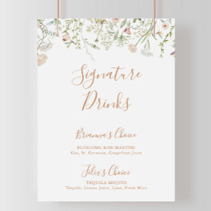 Affiche Panneau Boissons Signature Fleur sauvage du jardin