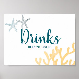 Affiche Panneau Boissons sous le thème de l'Océan marin