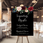 Affiche Panneau Botanique Rustique Noir<br><div class="desc">Ce panneau botanique noir rustique est parfait pour un mariage classique. Le design est composé de fleurs bordeaux, rouges, navy, bleues et rousses rayonnantes et gracieuses peintes à la main dans un arrière - plan noir, inspirant beauté naturelle. Personnalisez le panneau avec les noms de la mariée et du marié...</div>